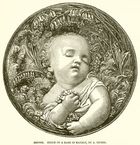 Ruhe. Studie eines Kindes in Marmor, von A. Munro (Gravur) von English School