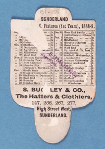 Rückseite von Kann nicht geschlagen werden. Spiel auf Sunderland. Buckleys Hüte