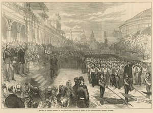 Überprüfung der Bohrschulen durch den Prinzen und die Prinzessin von Wales in den Gärten der Gartenbaugesellschaft von English School
