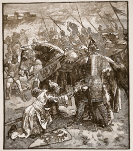 Robert bittet seinen Vater um Vergebung, Illustration aus Cassells Illustrierter Geschichte Englands von English School