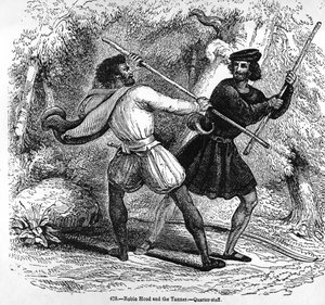 Robin Hood und der Gerber mit Viertelstäben