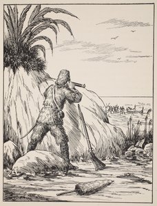 Robinson Crusoe, Illustration aus Die Geschichte von Robinson Crusoe: Eine Adaption für Kinder nach Defoes Sprache, veröffentlicht von Griffith Farran Browne & Co. Limited, London von English School