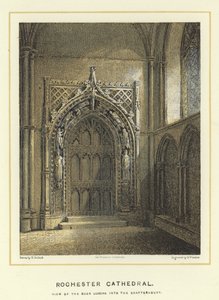 Kathedrale von Rochester, Blick auf die Tür zum Kapitelhaus von English School