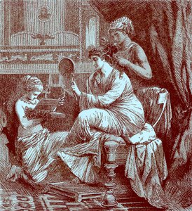Römische Dame bei ihrer Toilette, Illustration aus Die Illustrierte Geschichte der Welt, veröffentlicht um 1880 von English School