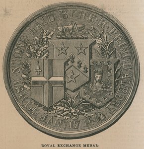 Royal Exchange Medaille, geprägt zur Erinnerung an die Eröffnung der Royal Exchange im Jahr 1844 von English School