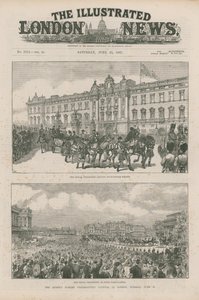 Königliche Prozession verlässt den Buckingham Palace und am Hyde Park Corner von English School