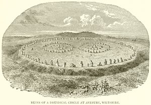 Ruinen eines druidischen Kreises in Avebury, Wiltshire von English School