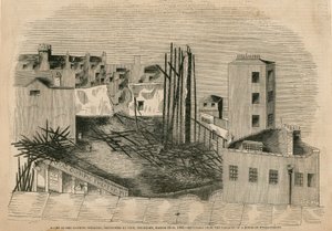 Ruinen des Olympic Theaters, durch Feuer zerstört, 29. März 1849