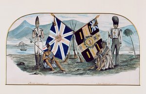 Rutlandshire Regiment, Nordamerika 1759, Neuseeland 1845, ca. 1850 von English School