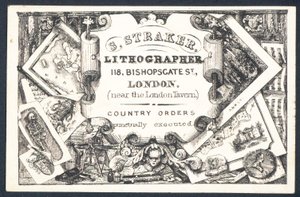 S Straker, Lithograph, Visitenkarte von English School