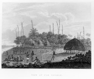 Matrosen sammeln Vorräte in Car Nicobar, aus Reisen und Reisen nach Indien, Ceylon, Das Rote Meer... von George, Viscount Valentia, veröffentlicht 1809