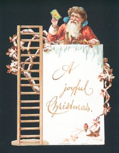 Weihnachtsmann und Spielzeug, Weihnachtskarte