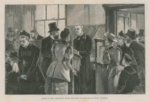 Szene bei der Admiralität nach der Nachricht vom Verlust der Victoria von English School