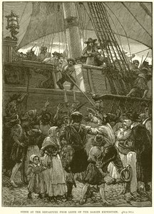 Szene bei der Abfahrt der Darien-Expedition von Leith von English School