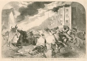 Szene beim kürzlichen Feuer im Camden Town Güterbahnhof der London und North-Western Eisenbahn