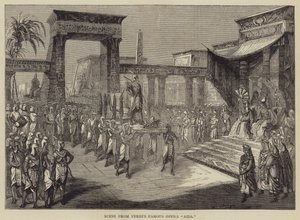 Szene aus Verdis berühmter Oper "Aida" (Gravur) von English School
