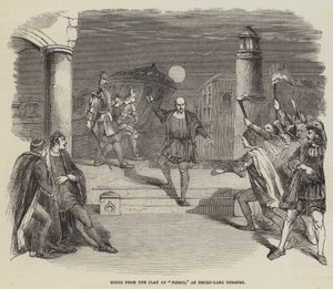 Szene aus dem Stück „Fiesco“ im Drury-Lane-Theater (Stich) von English School