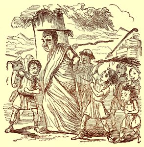 Schüler verprügeln den Lehrer, Illustration aus Die komische Geschichte Roms von Gilbert Abbott a Beckett, veröffentlicht um 1850 von English School