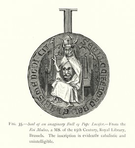 Siegel einer imaginären Bulle von Papst Luzifer von English School