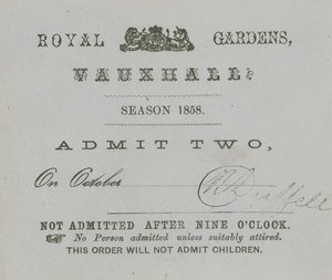 Saisonkarte, Vauxhall-Gärten, London von English School