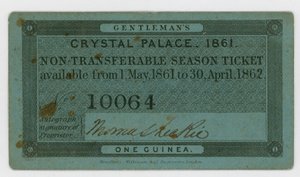 Saisonkarte für den Eintritt zum Kristallpalast, 1861-62 von English School