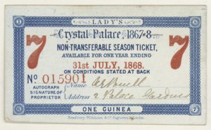 Saisonkarte für den Crystal Palace, London, 1867-1868