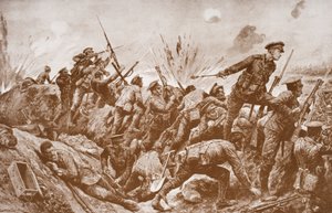 Second-Lieutenant G.H. Woolley in der Verteidigung von Hill 60 mit seinen Männern von English School