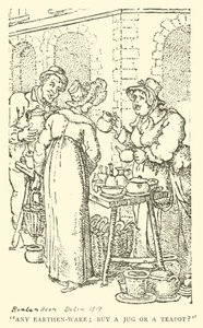 Verkäufer von Töpferwaren (Holzschnitt) von English School