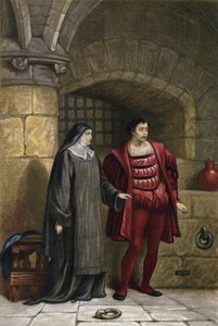 Shakespeare, Maß für Maß, Akt III, Szene 1 (Chromolithografie) von English School