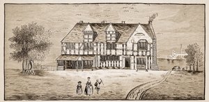 Shakespeares Haus, Stratford-Upon-Avon (Sepia-Foto)