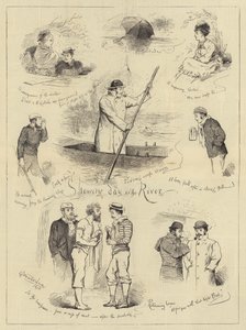 Regnerischer Tag am Fluss (Gravur) von English School