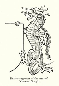 Unheimlicher Unterstützer der Waffen von Viscount Gough (Gravur) von English School