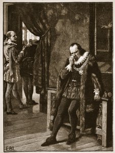 Sir Francis Bacon wartet auf eine Audienz bei Buckingham, Illustration aus Cassells Illustrierter Geschichte Englands von English School