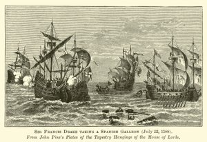 Sir Francis Drake erobert eine spanische Galeone, 22. Juli 1588 von English School