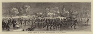 Schlittschuhparade der ersten Huntingdonshire Rifle Volunteers (Stich) von English School
