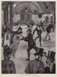 Eislaufen auf der Crystal Ice Rink im Royal Aquarium, Westminster, London von English School