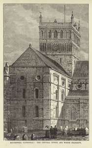 Southwell Kathedrale, der zentrale Turm und das nördliche Querschiff von English School