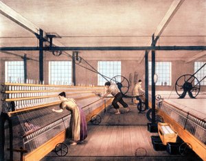 Spinnmühlen in einer Baumwollfabrik, ca. 1935