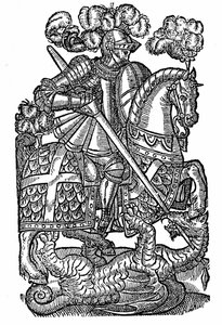 St. Georg (gest. ca. 303), der Ritter des Roten Kreuzes, tötet den Drachen