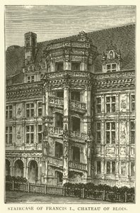 Treppe von Franz I., Schloss von Blois (Gravur) von English School