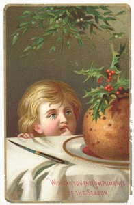 Pflaumenpudding anstarren, Weihnachtskarte