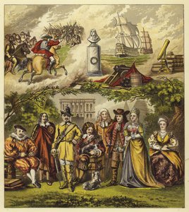 Stuarts, Commonwealth und Haus Oranien; König Jakob I, König Karl I, Oliver Cromwell, König Karl II, König Jakob II, Wilhelm und Maria, Königin Anne