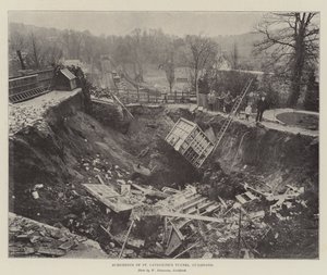 Absenkung des St. Catherine-Tunnels, Guildford (Gravur) von English School