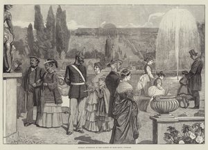 Sonntagnachmittag im Garten von Sanssouci, Potsdam (Gravur) von English School