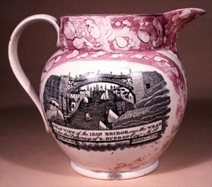 Sunderland Ware Krug, transferbedruckt, frühes 19. Jahrhundert