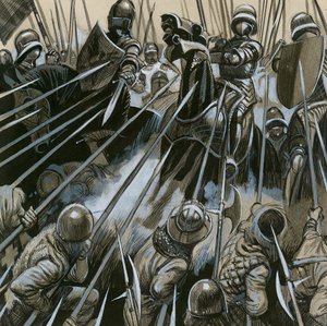 Schweizer Soldaten besiegen die burgundische Armee 1476-77 von English School