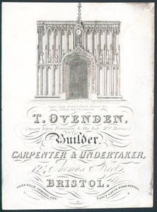 T Ovenden, Bauunternehmer, Zimmermann und Bestatter, Visitenkarte von English School
