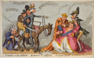Die Zähmung der Widerspenstigen: Katharina und Petruchio; Der moderne Quixotte, oder was du willst, 1791 (handkolorierte Radierung)