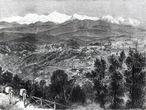Teekultivierung in Britisch-Indien - Blick auf Darjeeling von Süden, 1876