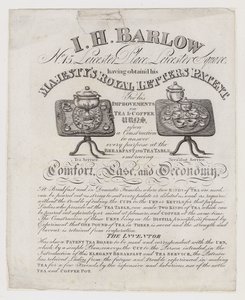 Teekannenhersteller, I H Barlow, Visitenkarte von English School